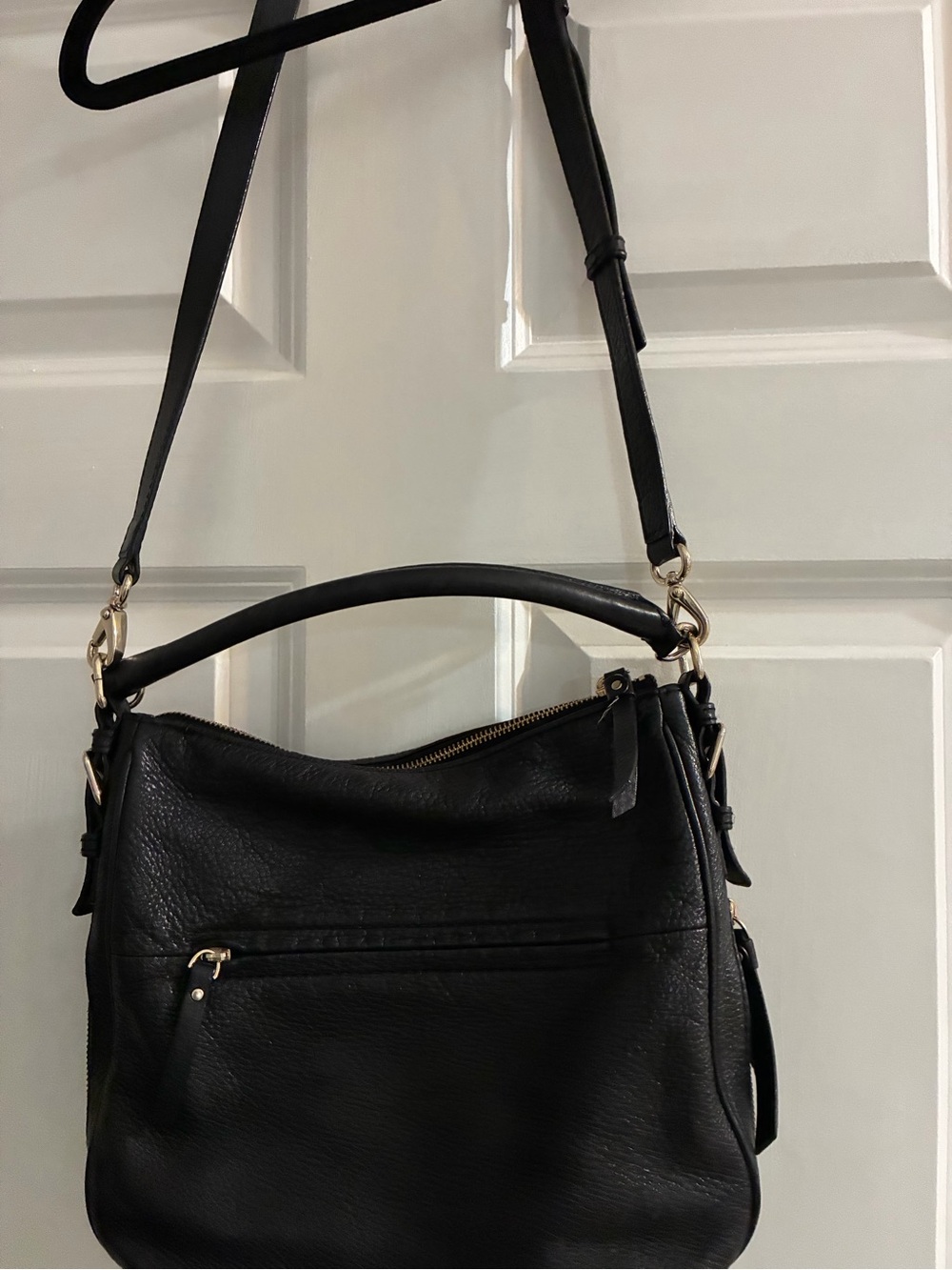 kate spade Black Leather Top-Handle Crossbody Tote